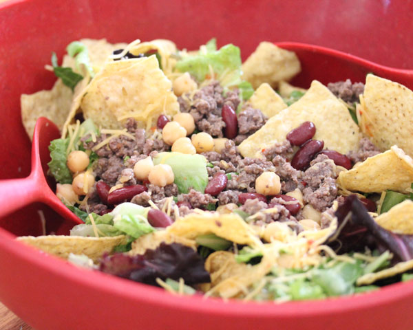 meridas taco salad with beans